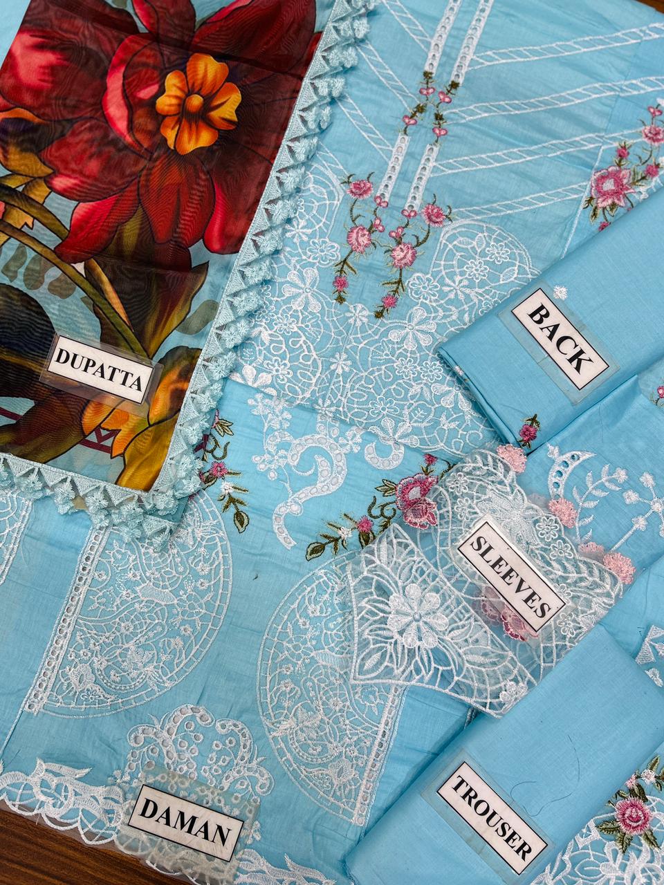 ELAF PREMIUM EMBROIDERED CHIKANKARI LAWN - 3 PC UNSTITCHED