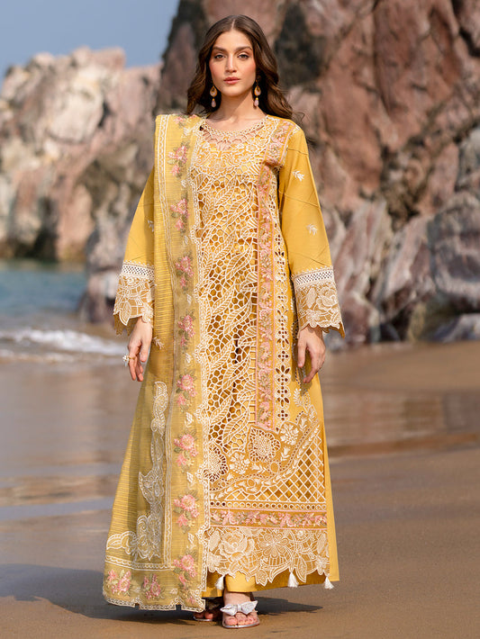 MAHNUR LUXURY EMBROIDERED CUT WORK - LAWN 3 PC UNSTITCHED