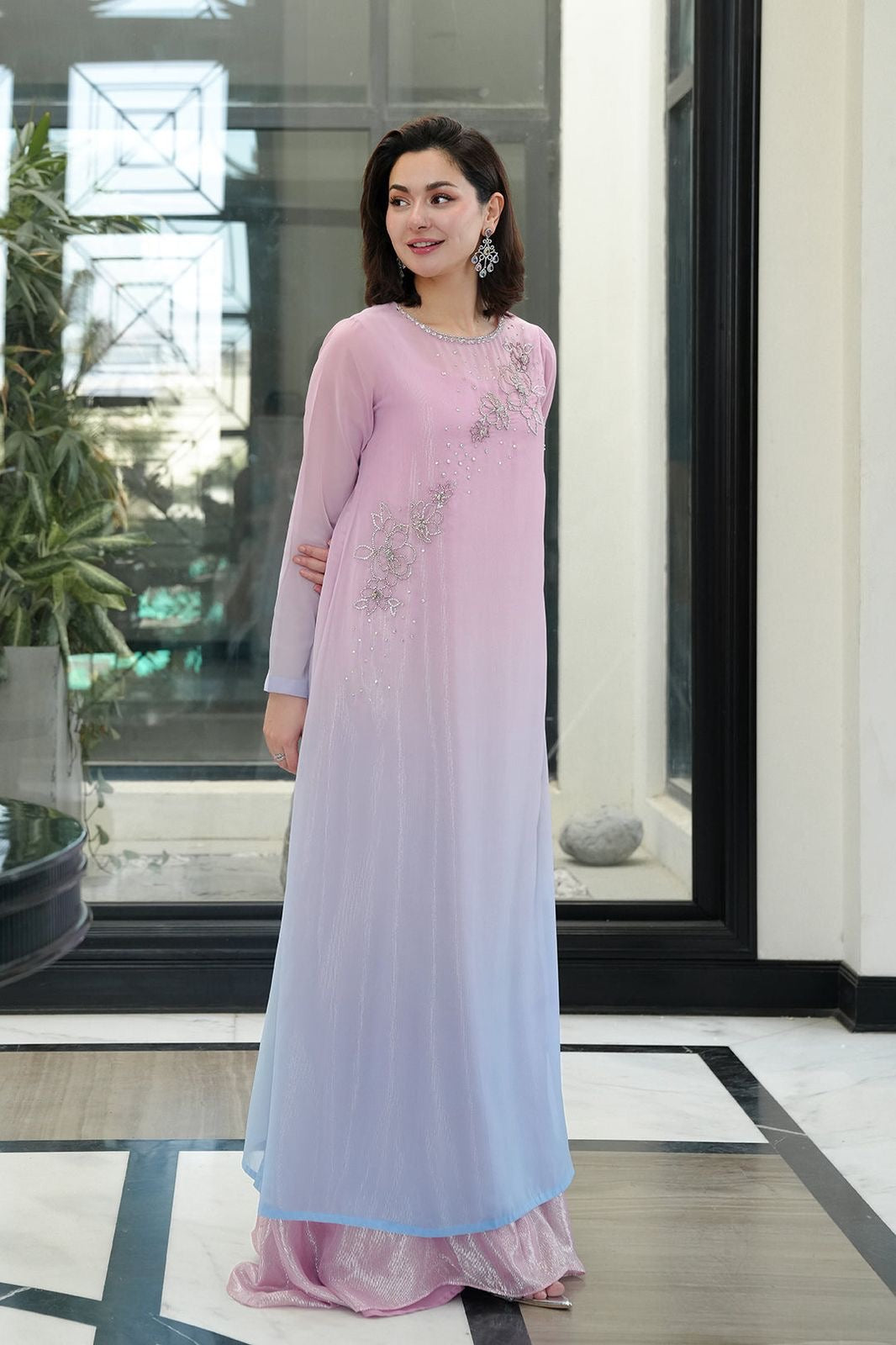 LULUSAR EMBROIDERED HANDMADE WORK CHIFFON - 3 PC UNSTITCHED