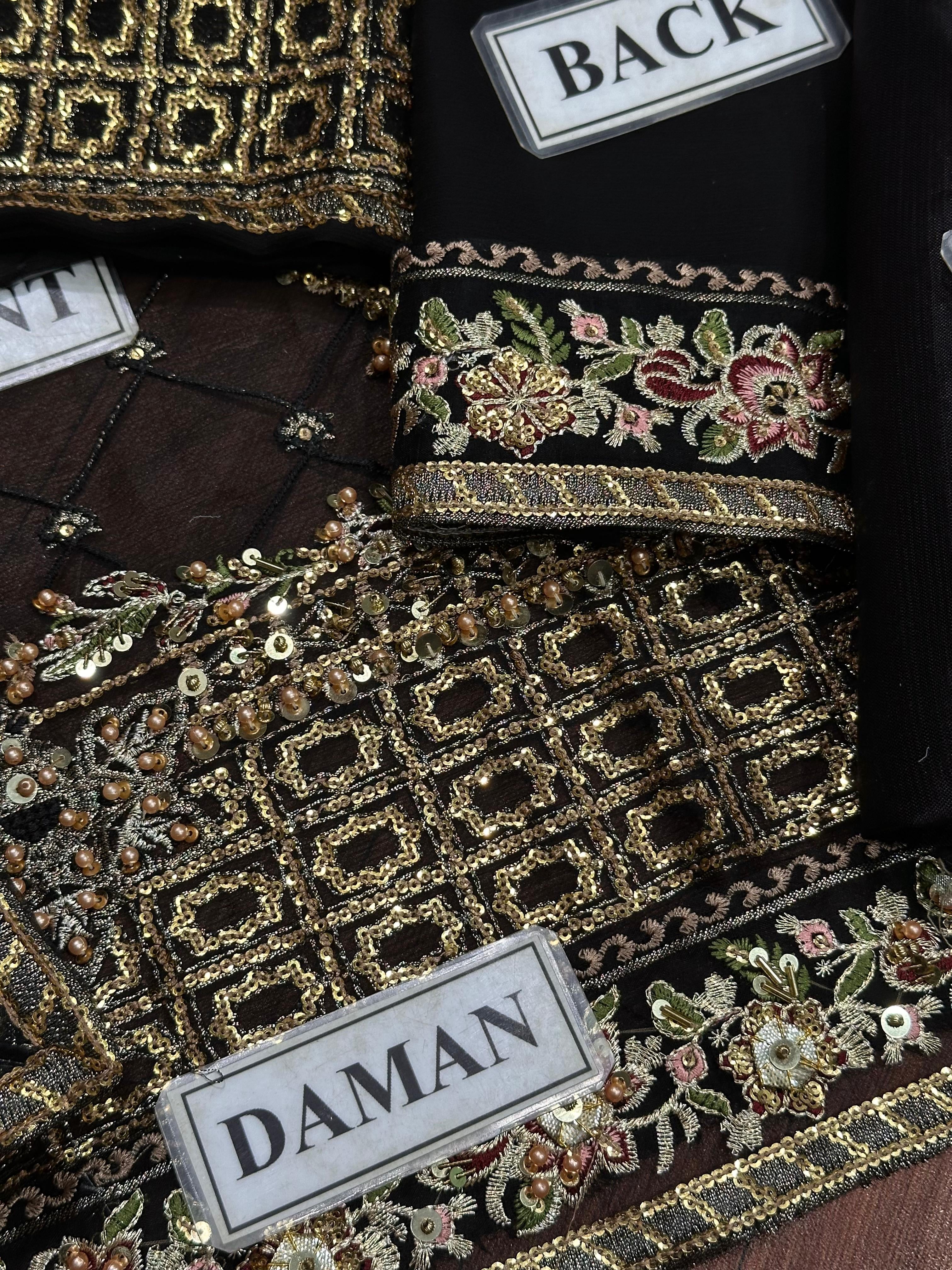 CHARIZMA LUXURY EMBROIDERED CHIFFON - 3 PC UNSTITCHED