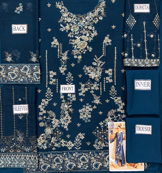 RAMSHA LUXURY EMBROIDERED CHIFFON - 3 PC UNSTITCHED