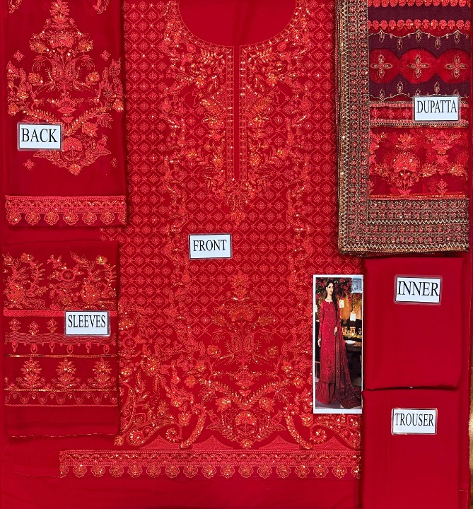 IZNIK LUXURY EMBROIDERED CHIFFON - 3 PC UNSTITCHED