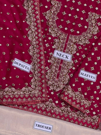 POSHKARI LUXURY EMBROIDERED CHIFFON - 3 PC UNSTITCHED