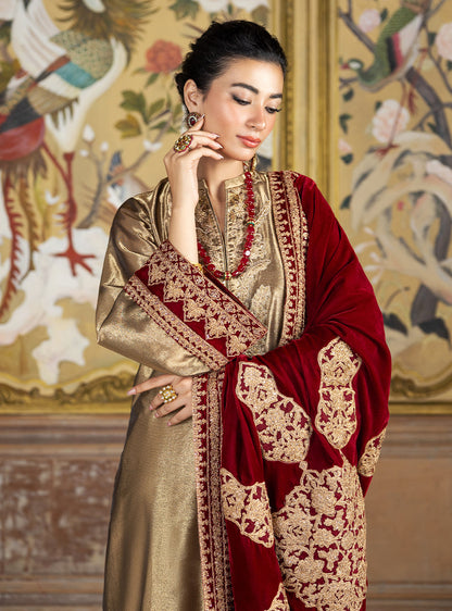 ZAINAB CHOTTANI EMBROIDERED ZARI ORGANZA VELVET - 3 PC UNSTITCHED