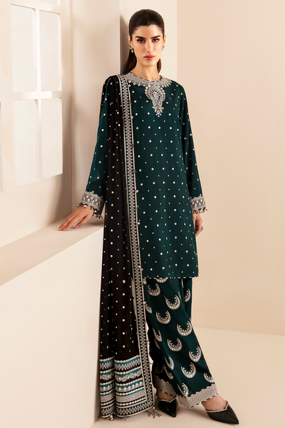 JAZMIN EMBROIDERED RAW SILK - 3 PC UNSTITCHED