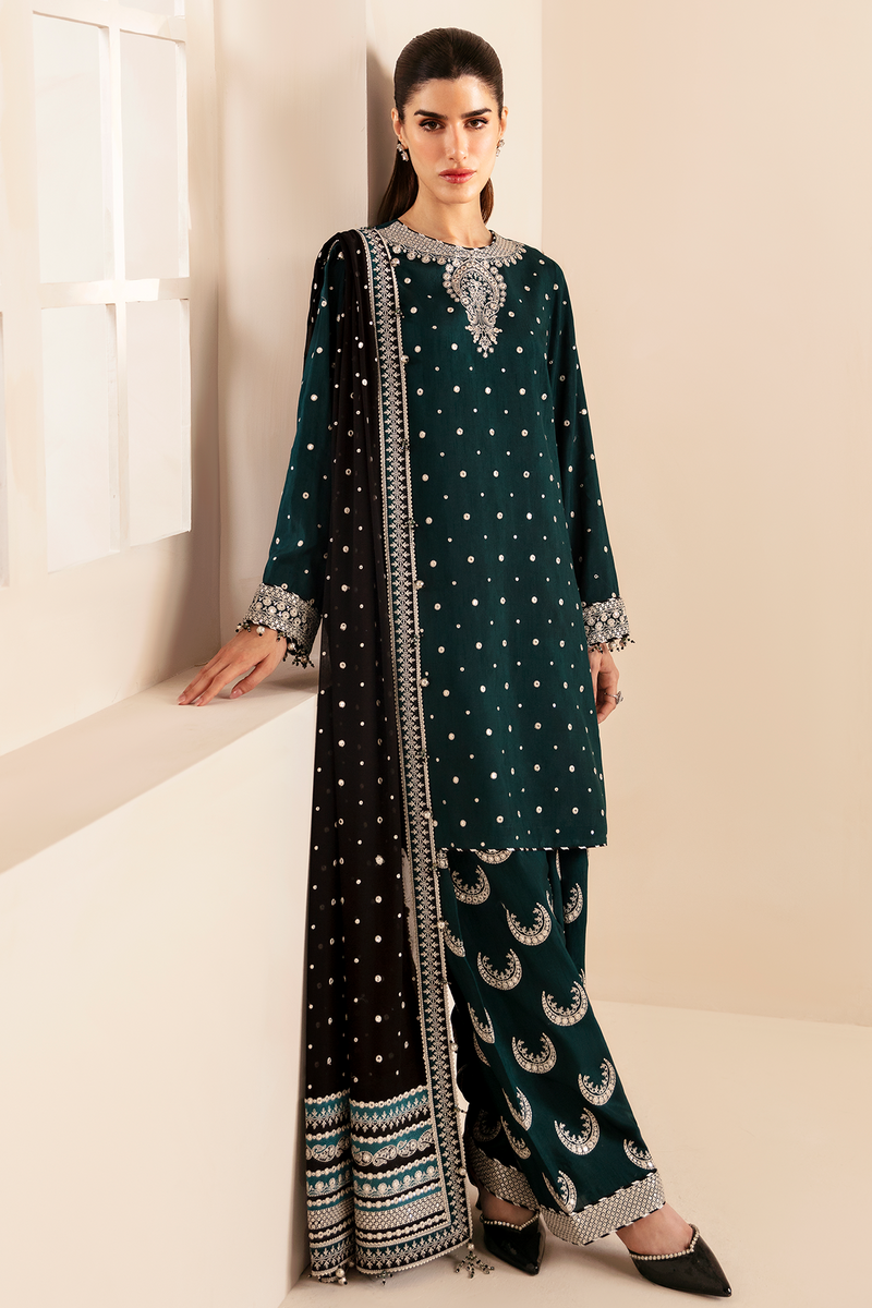JAZMIN EMBROIDERED RAW SILK - 3 PC UNSTITCHED