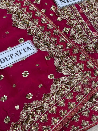 POSHKARI LUXURY EMBROIDERED CHIFFON - 3 PC UNSTITCHED