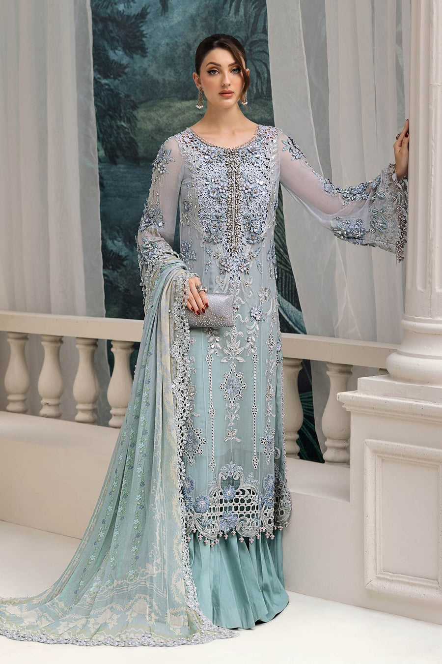 MARIA B CHIFFON HAND EMBELLISHED & EMBROIDERED 3 PC UNSTITCHED