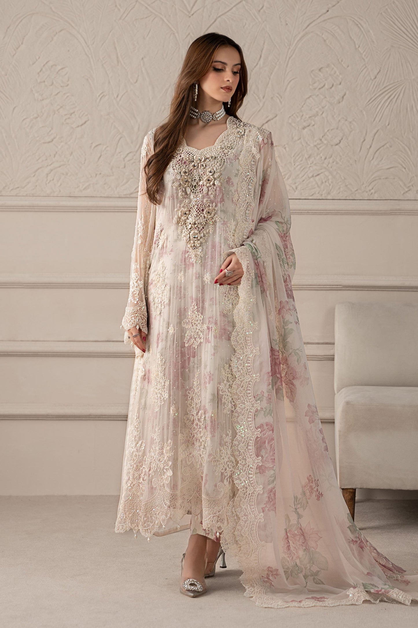 MARIA B LUXURY EMBROIDERED CHIFFON - 3 PC UNSTITCHED