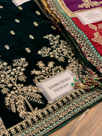 JAZMIN LUXURY EMBROIDERED VELVET - 3 PC UNSTITCHED