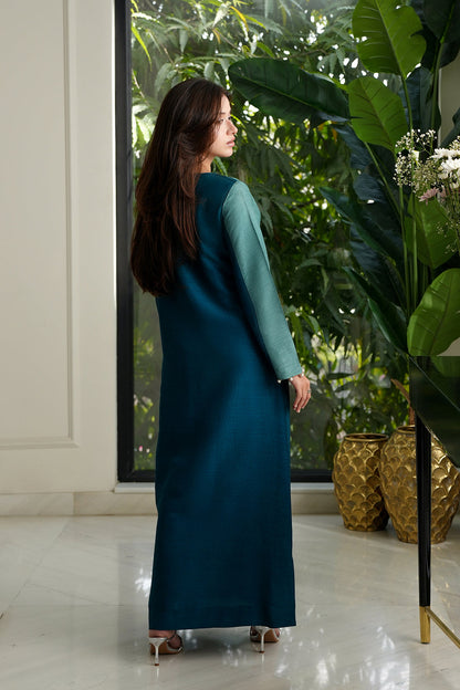 LULUSAR RAW SILK EMBROIDERED TIE N DIE DRESS - 3 PC UNSTITCHED