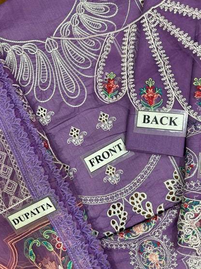 BIN ILYAS SHIFFLI EMBROIDERED COTTON - 3 PC UNSTITCHED