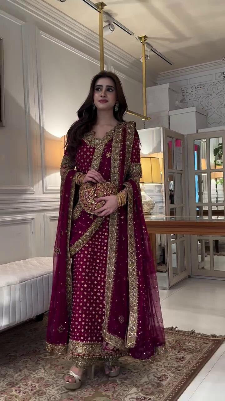 HARIS SHAKEEL LUXURY CHIFFON EMBROIDERED - 3 PC UNSTITCHED