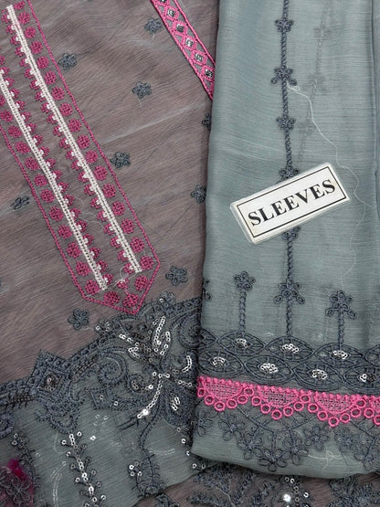 ASIM JOFA EMBROIDERED CHIFFON DRESS - 3 PC UNSTITCHED