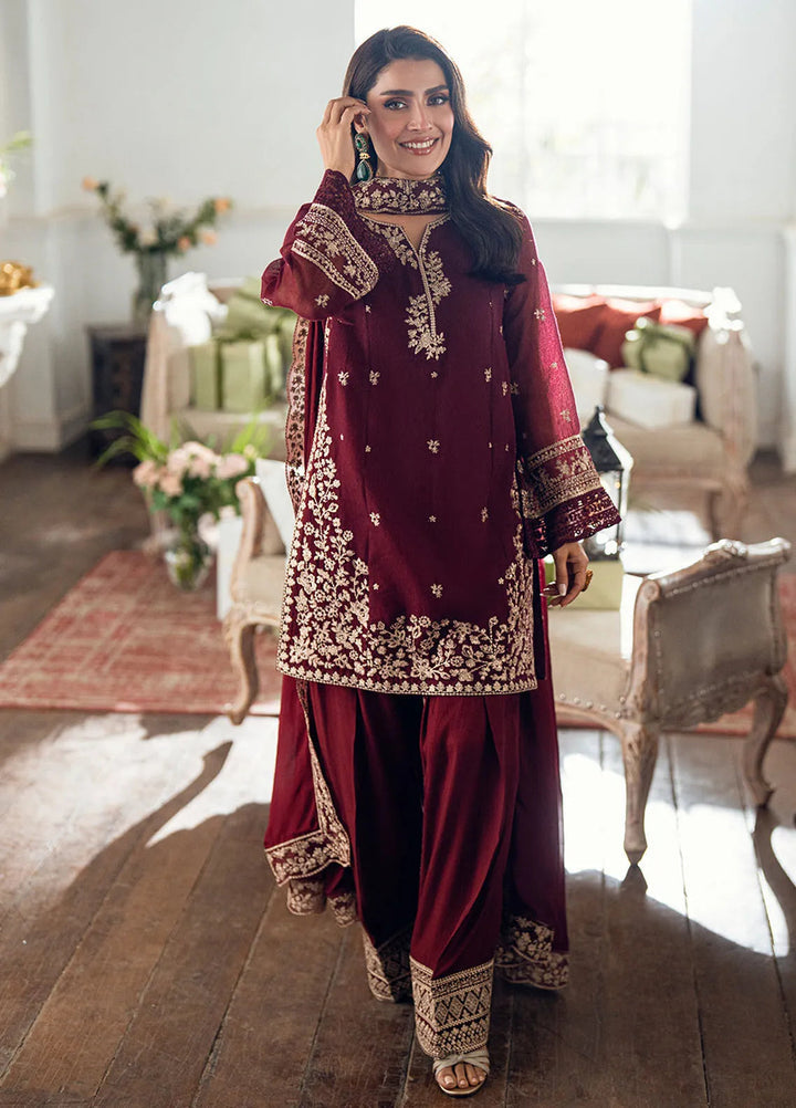 AZURE EMBROIDERED BERRY DUSK CHIFFON - 3 PC UNSTITCHED