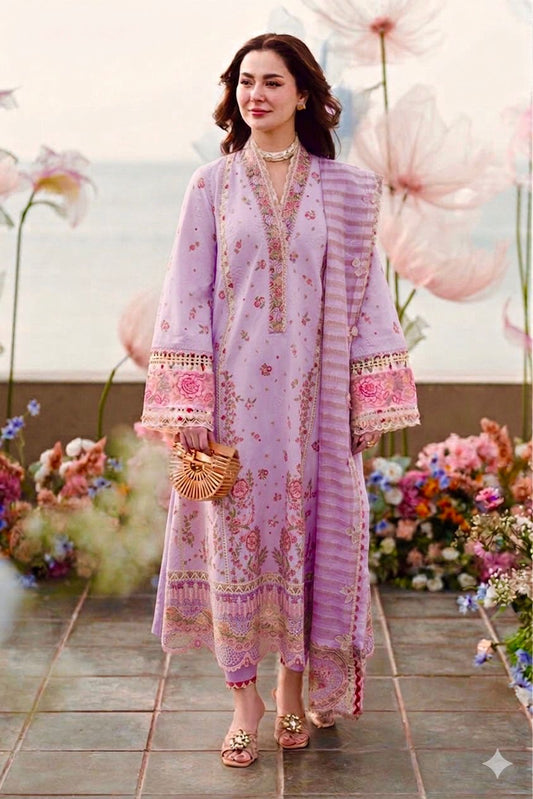 QALAMKAR LUXURY EMBROIDERED LAWN - 3 PC UNSTITCHED
