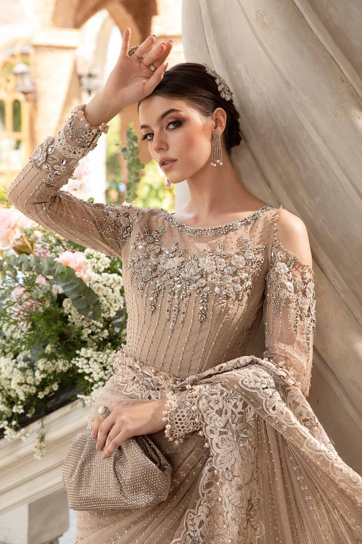 MARIA B EMBROIDERED NET SAREE - 3 PC UNSTITCHED