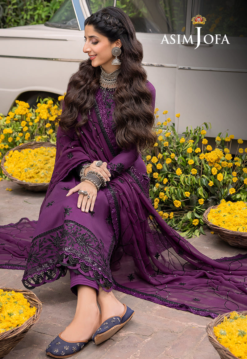 ASIM JOFA EMBROIDERED CHIFFON - 3 PC UNSTITCHED