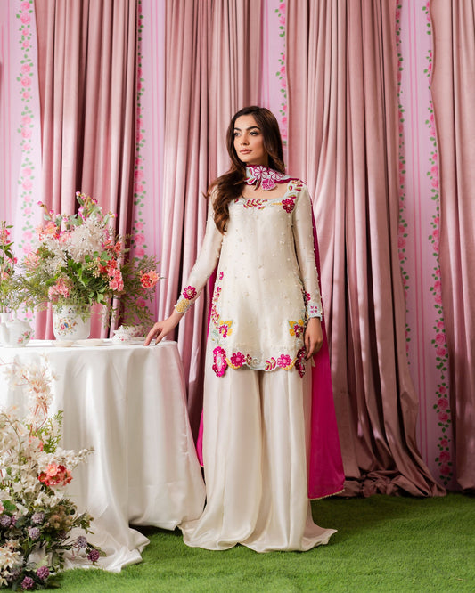 SHANZAY EMBROIDERED SILK DRESS - 3 PC UNSTITCHED
