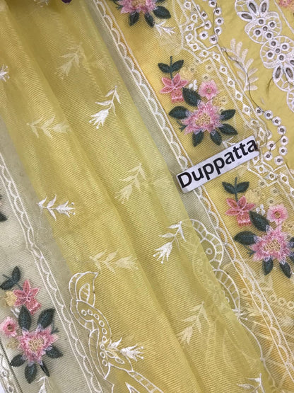 MAHNUR LUXURY EMBROIDERED CUT WORK - LAWN 3 PC UNSTITCHED