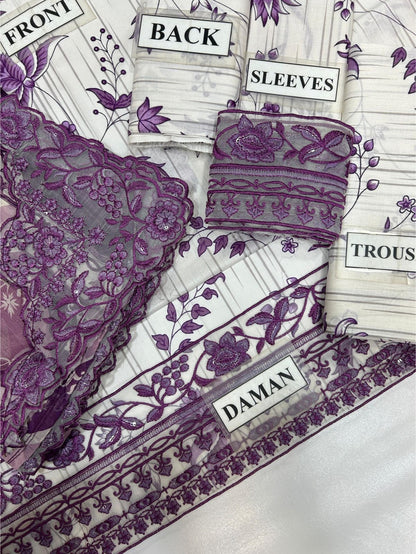 JAZMIN PRINTED & EMBROIDERED LAWN - 3 PC UNSTITCHED