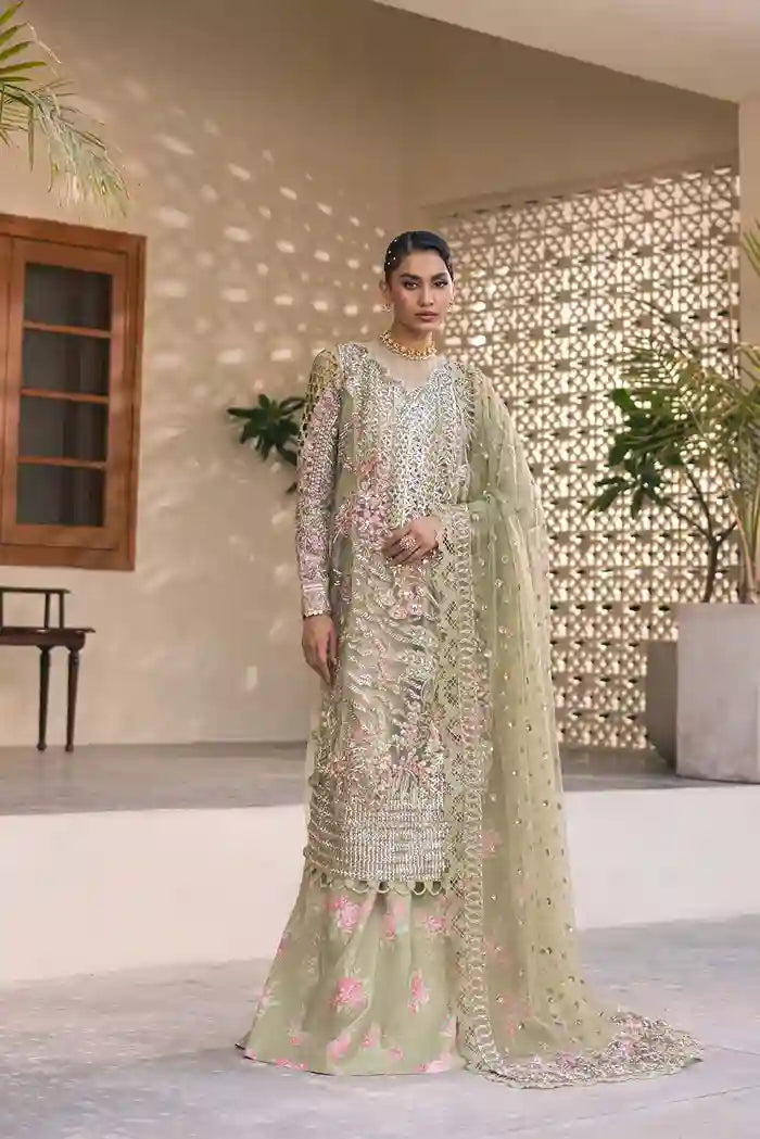 MARYAM HUSSAIN LUXURY WEDDING EMBROIDERED NET - 3 PC UNSTITCHED