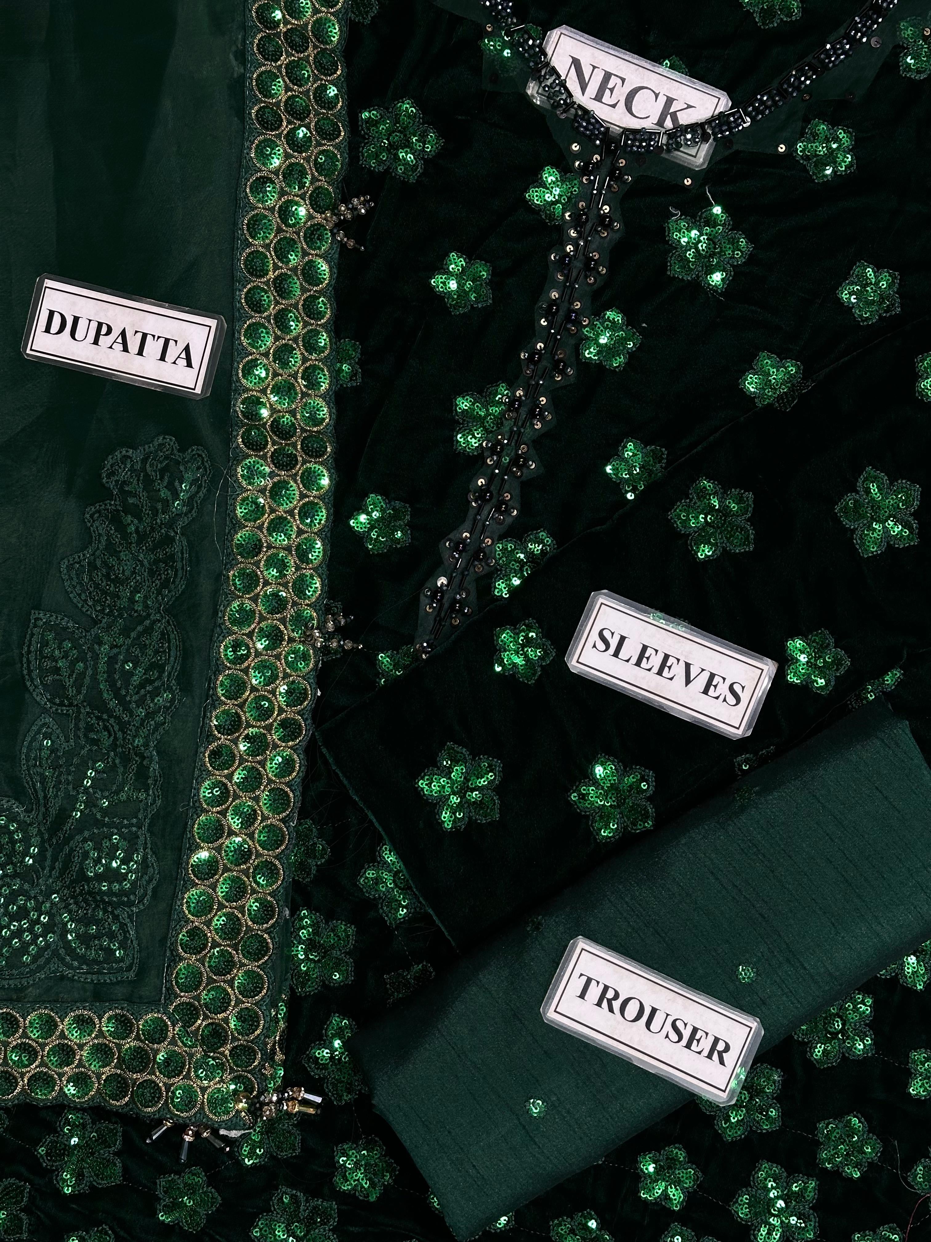 IZNIK LUXURY EMBROIDERED VELVET - 3 PC UNSTITCHED