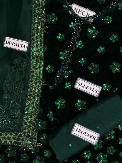 IZNIK LUXURY EMBROIDERED VELVET - 3 PC UNSTITCHED