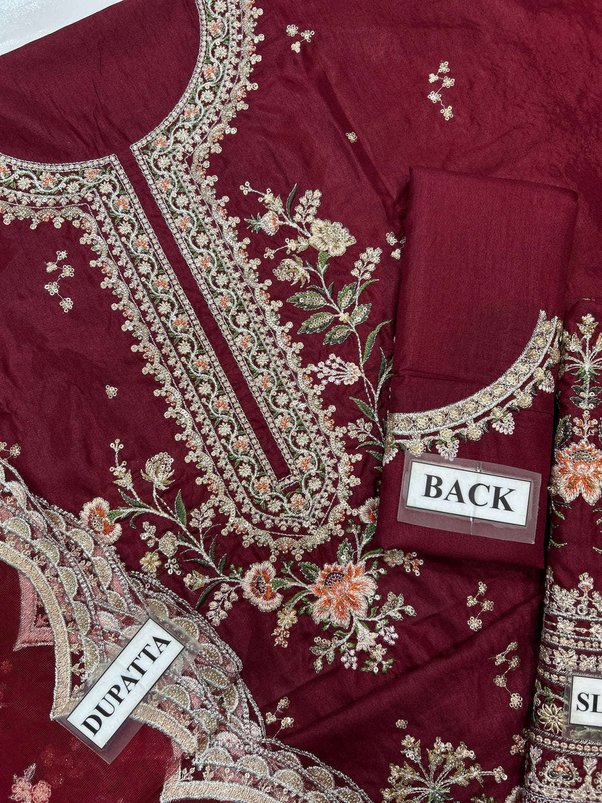 ETHNIC EMBROIDERED RAW SILK DRESS - 3 PC UNSTITCHED
