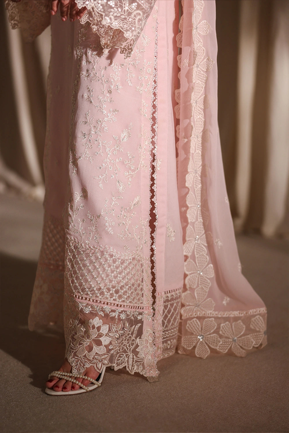 AZURE EMBROIDERED CHIFFON DRESS - 3 PC UNSTITCHED
