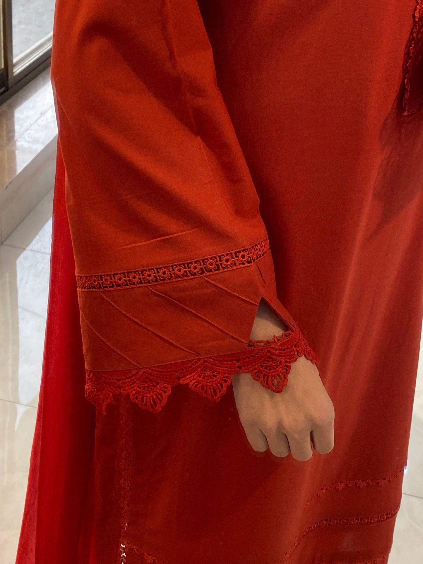 EMBROIDERED COTTON DRESS - 3 PC STITCHED