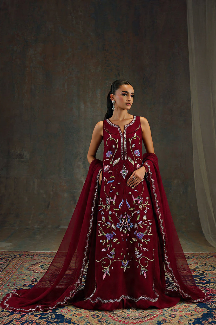 FARIDA HASSAN LUXURY EMBROIDERED RAW SILK - 3 PC UNSTITCHED