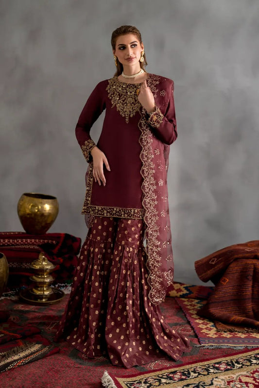 IZNIK EMBROIDERED WEDDING CHIFFON DRESS - 3 PC UNSTITCHED