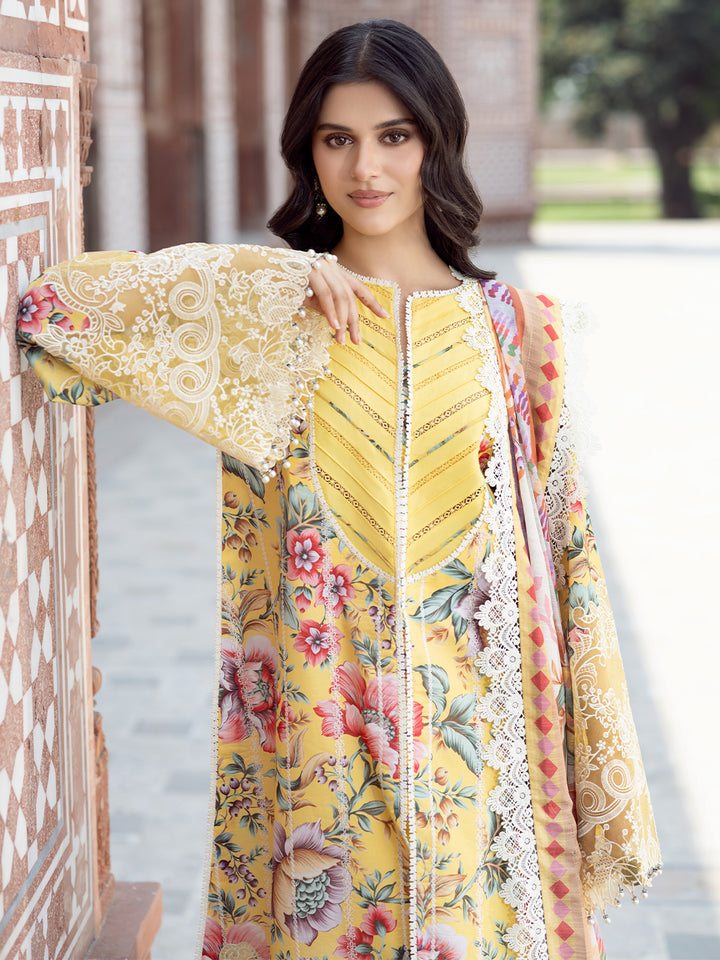 BIN ILYAS PRINTED EMBROIDERED LAWN - 3 PC UNSTITCHED