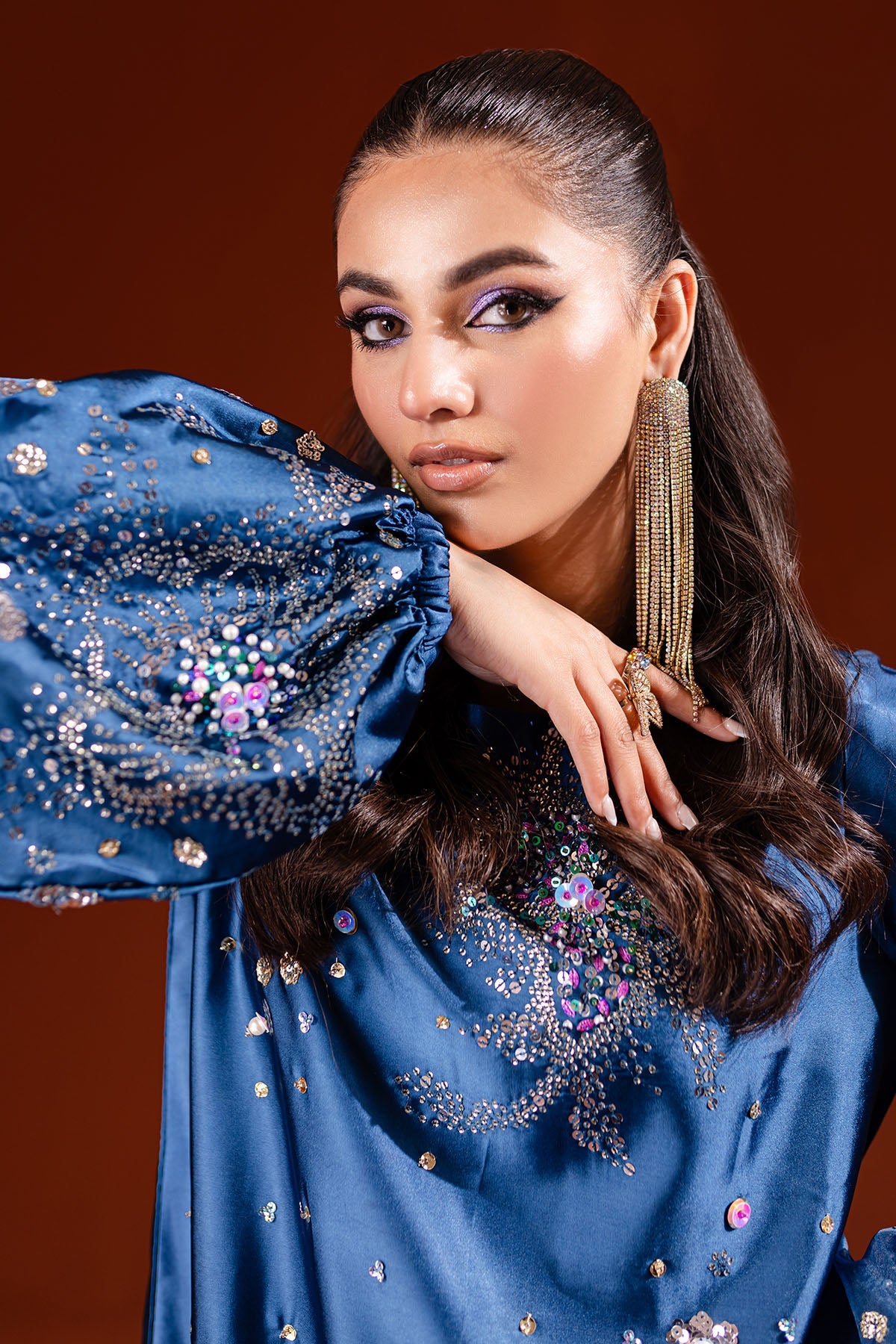 NUREH EMBROIDERED RAW SILK - 3 PC UNSTITCHED