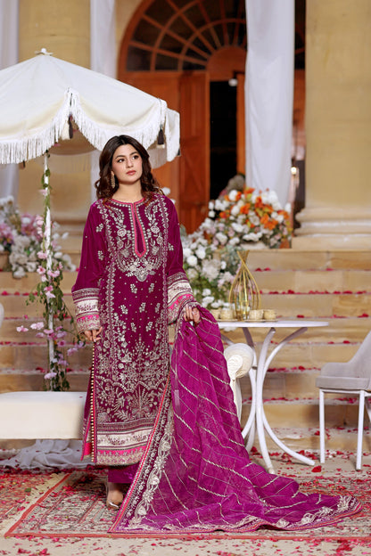 EMBROIDERED VELVET DRESS - 3 PC UNSTITCHED