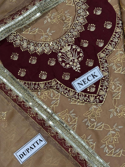 NAINSUKH LUXURY EMBROIDERED CHIFFON - 3 PC UNSTITCHED