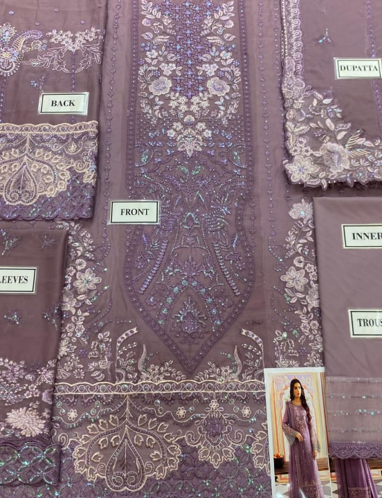 RAMSHA LUXURY EMBROIDERED SEMI PURE CHIFFON - 3 PC UNSTITCHED