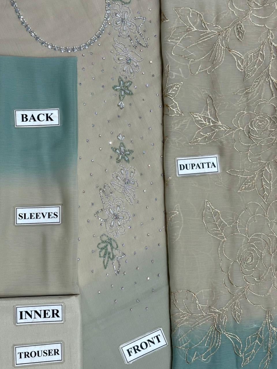 LULUSAR EMBROIDERED HANDMADE WORK CHIFFON - 3 PC UNSTITCHED