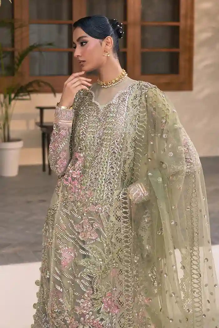 MARYAM HUSSAIN LUXURY WEDDING EMBROIDERED NET - 3 PC UNSTITCHED