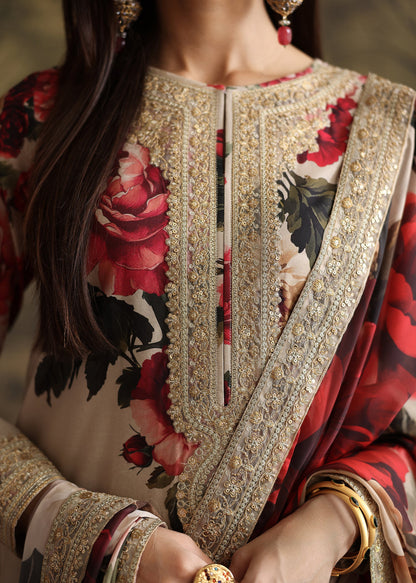 IZNIK DIGITAL PRINTED SILK EMBROIDERED - 3 PC UNSTITCHED