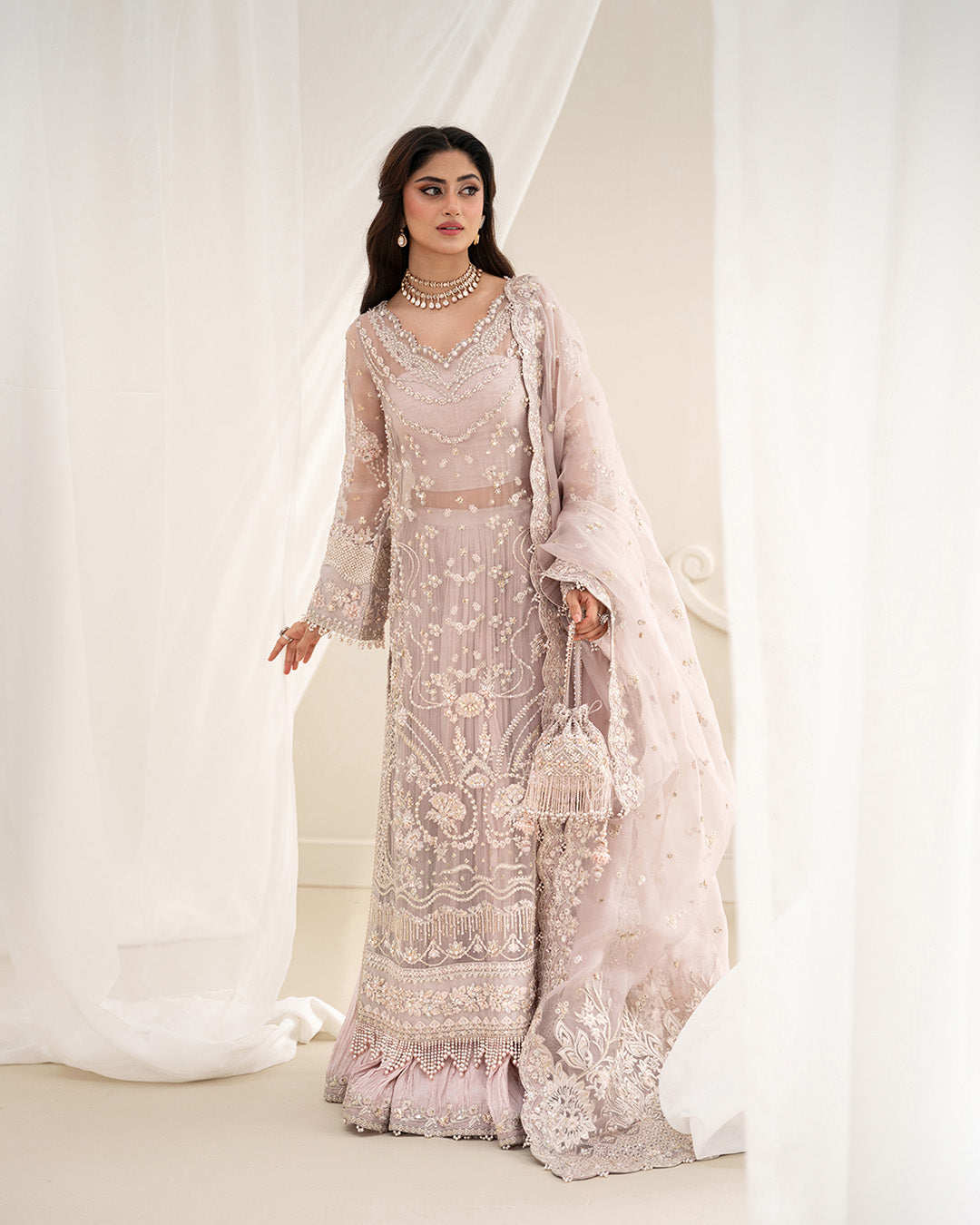 FAIZA SAQLAIN LUXURY EMBROIDERED ORGANZA - 3 PC UNSTITCHED
