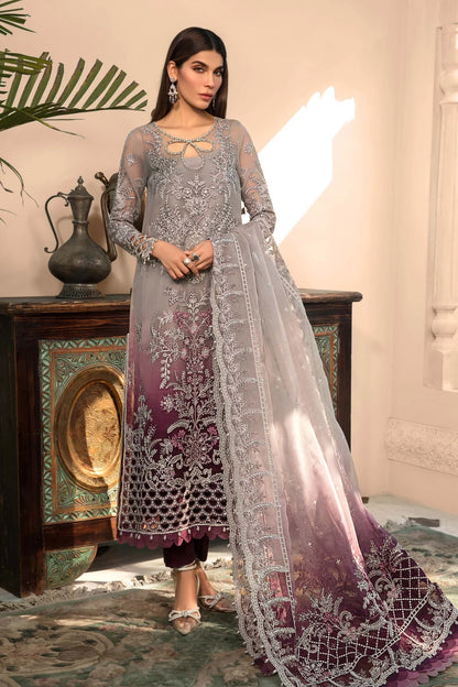 MARIA B TIE & DIE EMBROIDERED ORGANZA DRESS - 3 PC UNSTITCHED