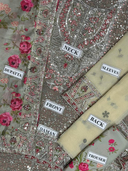 ANEELA’S EMBROIDERED ORGANZA - 3 PC UNSTITCHED