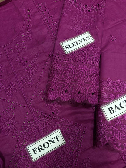 QALAMKAR EMBROIDERED CHIKANKARI LAWN - 3 PC UNSTITCHED