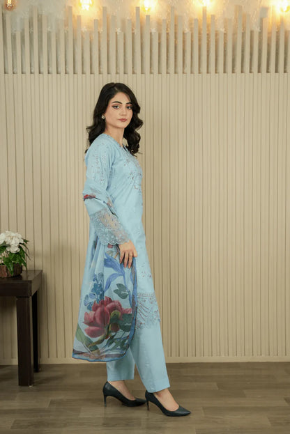 HOORAINS PRET EMBROIDERED COTTON - 3 PC STITCHED