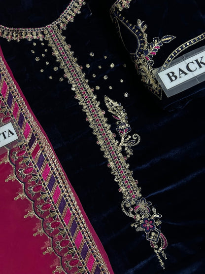 NAQASHI EMBROIDERED 9000 MICRO VELVET - 3 PC UNSTITCHED
