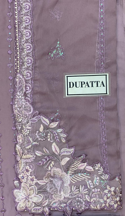 RAMSHA LUXURY EMBROIDERED SEMI PURE CHIFFON - 3 PC UNSTITCHED