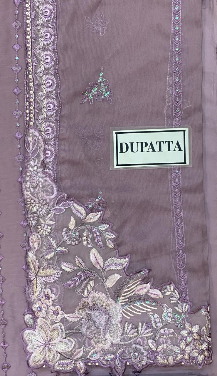 RAMSHA LUXURY EMBROIDERED SEMI PURE CHIFFON - 3 PC UNSTITCHED