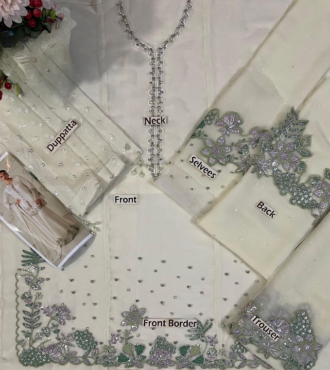 IZNIK EMBROIDERED CHIFFON - 3 PC UNSTITCHED